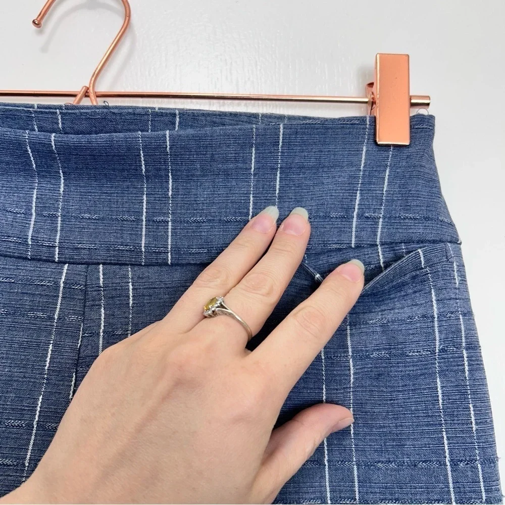 Alfani Petite Blue Pinstripe Pull-On Slim Cropped Dress Pants Size 4P